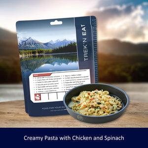 Trek'n Eat Creamy Pasta with Chicken and Spinach - Ready to Eat Meals